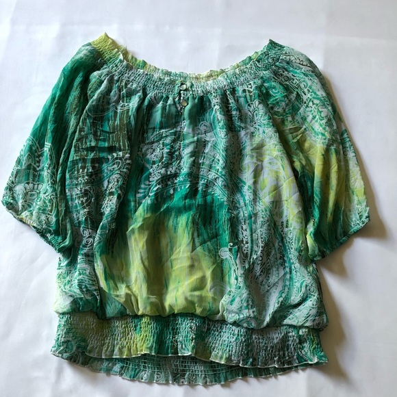 Women Linda Lucia Size M Green And Yellow Color Top - 0746 - Picture 1 of 7